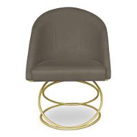 Kit 04 Cadeiras Poltrona De Jantar Bela Suede Marrom Rato Base Metálica Luxo Dourado - Pallazio