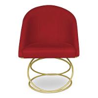 Kit 04 Cadeiras Poltrona De Jantar Bela Suede Vermelho Base Metálica Luxo Dourado - Pallazio