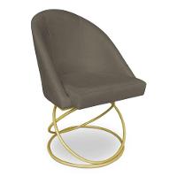 Kit 02 Cadeiras Poltrona De Jantar Bela Suede Marrom Rato Base Metálica Luxo Dourado - Pallazio - 3