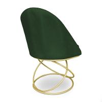 Kit 02 Cadeiras Poltrona De Jantar Bela Suede Verde Base Metálica Luxo Dourado - Pallazio - 6