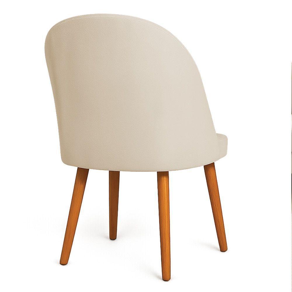 Cadeira Poltrona De Jantar Luna Suede Bege Pés Palito Castanho - Pallazio - 5
