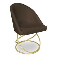 Kit 04 Cadeiras Poltrona De Jantar Bela Suede Marrom Base Metálica Luxo Dourado - Pallazio - 3