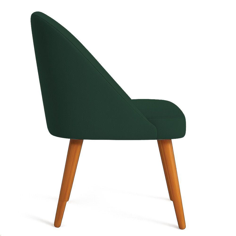 Kit 06 Cadeiras Poltrona De Jantar Luna Suede Pés Palito Castanho - Pallazio Cor Verde - 5