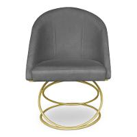 Kit 06 Cadeiras Poltrona De Jantar Bela Suede Grafite Base Metálica Luxo Dourado - Pallazio