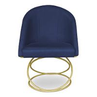 Kit 08 Cadeiras Poltrona De Jantar Bela Suede Base Metálica Luxo Dourado - Pallazio Cor Azul Marinho