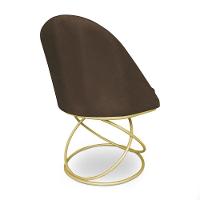 Kit 06 Cadeiras Poltrona De Jantar Bela Suede Marrom Base Metálica Luxo Dourado - Pallazio - 6