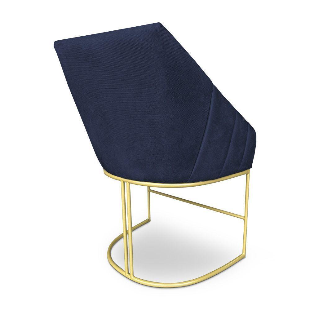 Poltrona Decorativa Alana Suede Base De Ferro Dourado - Pallazio Cor Azul Marinho - 4