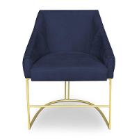 Poltrona Decorativa Alana Suede Base De Ferro Dourado - Pallazio Cor Azul Marinho - 2