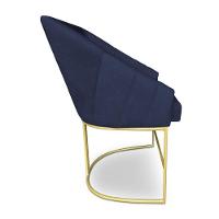 Poltrona Decorativa Alana Suede Base De Ferro Dourado - Pallazio Cor Azul Marinho - 3
