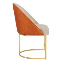 Kit 08 Cadeiras Poltrona De Jantar Bela Corano Nozes E Linho Bege Base Metálica Industrial Dourado - Pallazio - 5