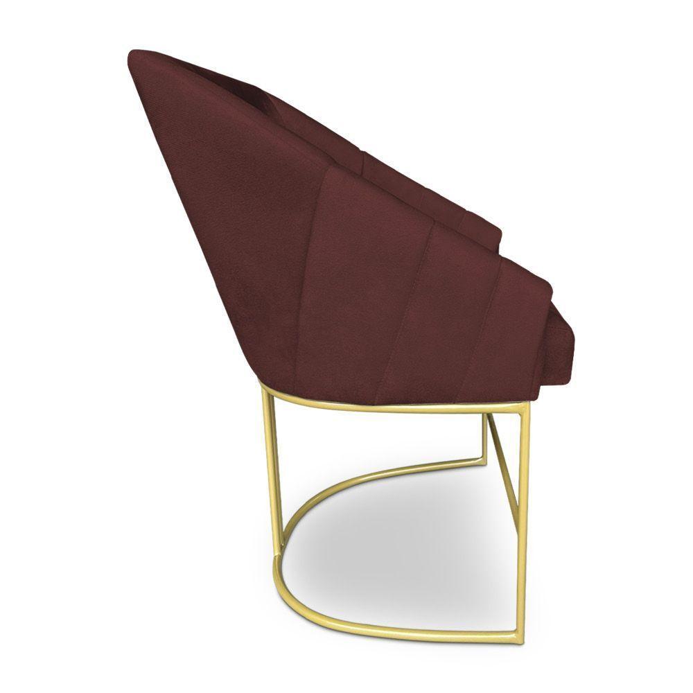 Poltrona Decorativa Alana Suede Marsala Base De Ferro Dourado - Pallazio - 4