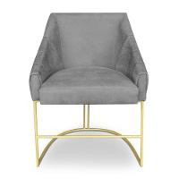 Poltrona Decorativa Alana Veludo Grafite Base De Ferro Dourado - Pallazio - 3