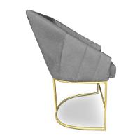 Poltrona Decorativa Alana Veludo Grafite Base De Ferro Dourado - Pallazio