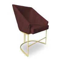 Poltrona Decorativa Alana Suede Base De Ferro Dourado - Pallazio Cor Marsala - 2