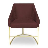 Poltrona Decorativa Alana Suede Base De Ferro Dourado - Pallazio Cor Marsala - 3