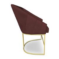 Poltrona Decorativa Alana Suede Base De Ferro Dourado - Pallazio Cor Marsala