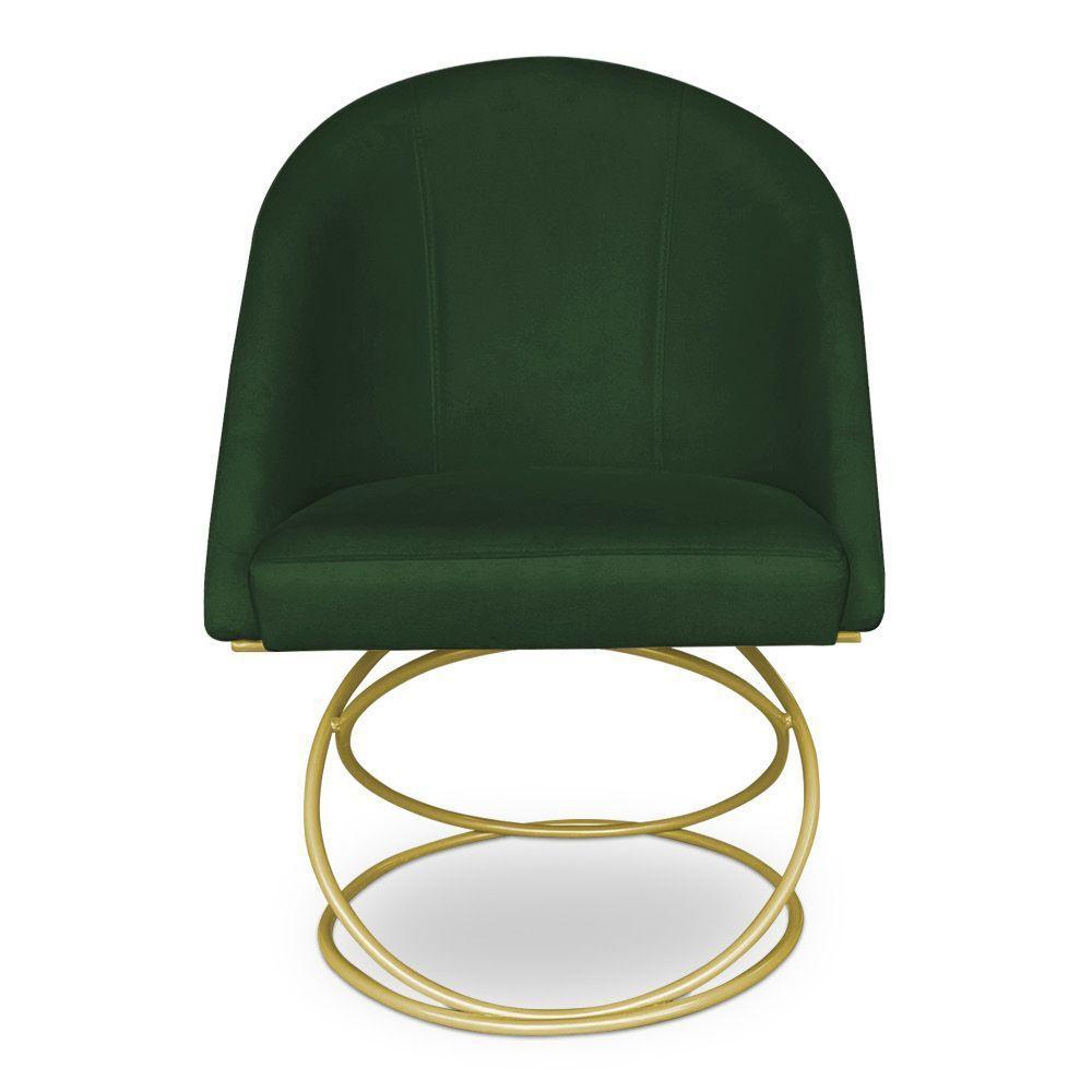 Kit 08 Cadeiras Poltrona De Jantar Bela Suede Verde Base Metálica Luxo Dourado - Pallazio - 4