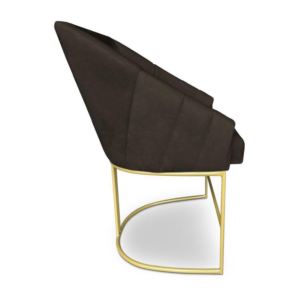 Poltrona Decorativa Alana Suede Marrom Base De Ferro Dourado - Pallazio - 4