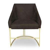 Poltrona Decorativa Alana Suede Marrom Base De Ferro Dourado - Pallazio - 3