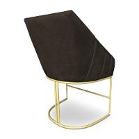 Poltrona Decorativa Alana Suede Marrom Base De Ferro Dourado - Pallazio - 5