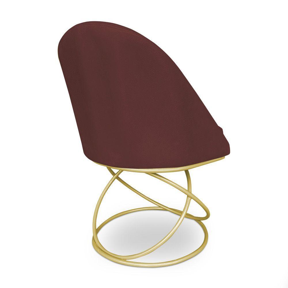 Kit 02 Cadeiras Poltrona De Jantar Bela Suede Marsala Base Metálica Luxo Dourado - Pallazio - 6