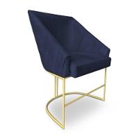 Poltrona Decorativa Alana Veludo Azul Marinho Base De Ferro Dourado - Pallazio - 2