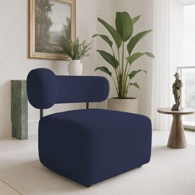 Poltrona Decorativa Orgânica Maya Veludo Ferro Preto - Pallazio Cor Azul Marinho