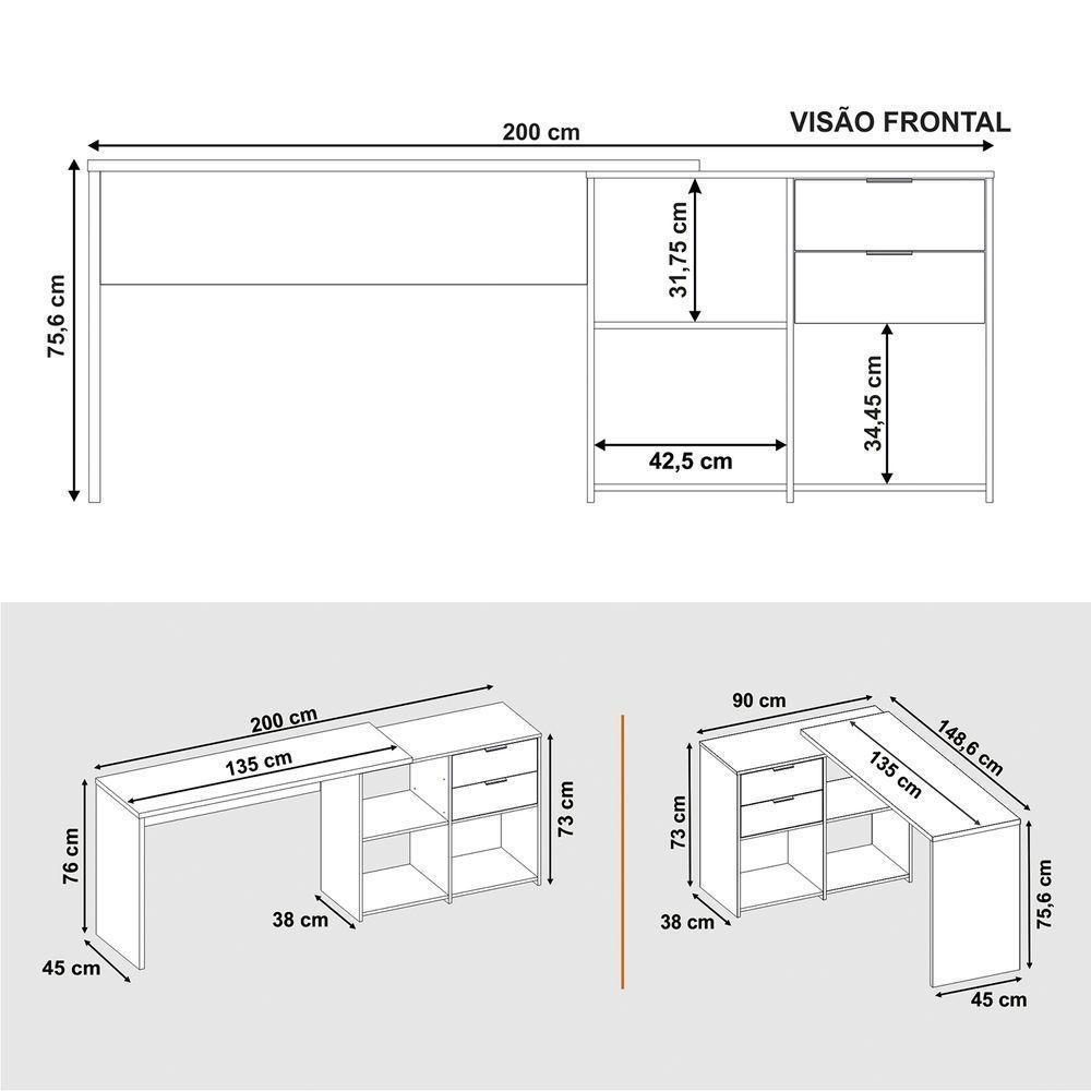 Mesa Office Nt 2060 - Freijó - Notável - 6