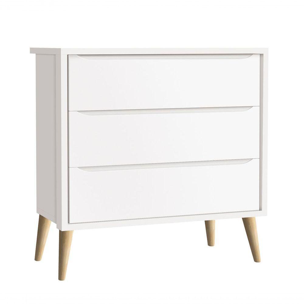 Jogo De Quarto Para Bebê Completo 2 Portas Théo New Branco Fosco Com Natural - Reller - 5