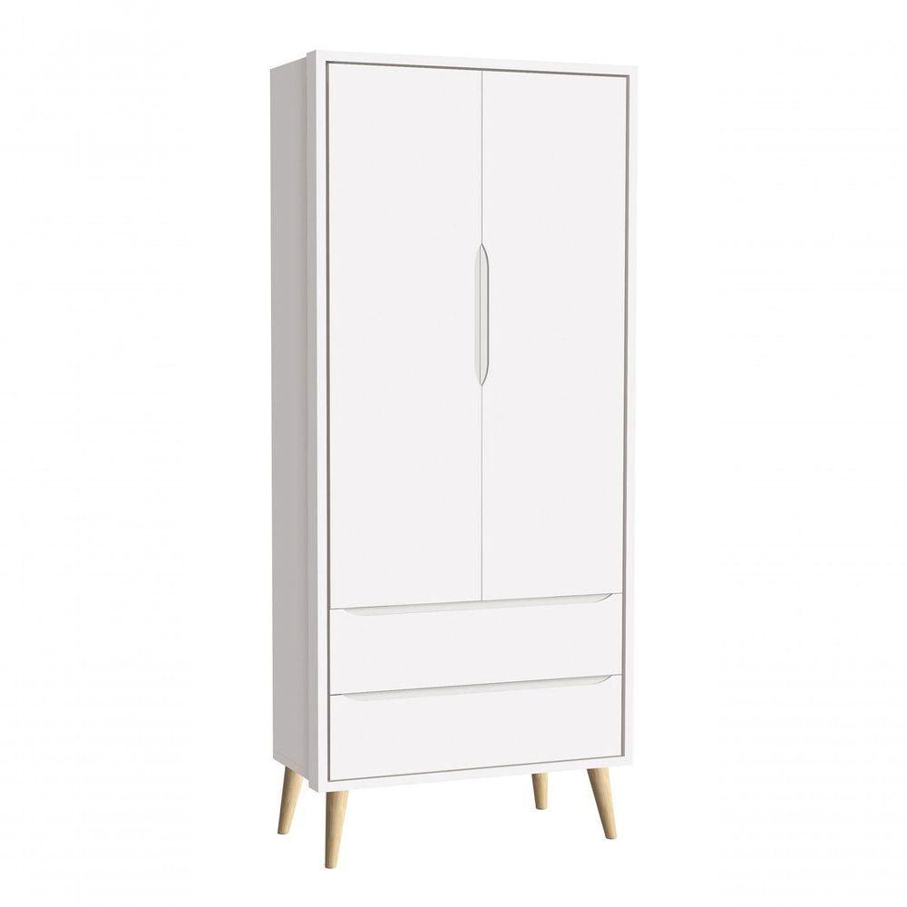 Jogo De Quarto Para Bebê Completo 2 Portas Théo New Branco Fosco Com Natural - Reller - 7