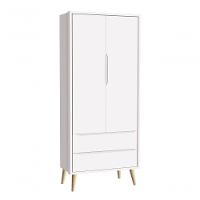 Jogo De Quarto Para Bebê Completo 2 Portas Théo New Branco Fosco Com Natural - Reller - 7
