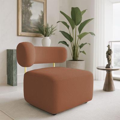 Poltrona Decorativa Orgânica Maya Boucle Ferro Dourado - Pallazio Cor Terracota