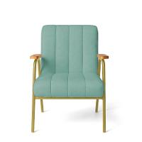 Poltrona Sala Decorativa Industrial Dourado Kit 2 Laurita Linho K01 - D'rossi Cor Verde Menta - 6