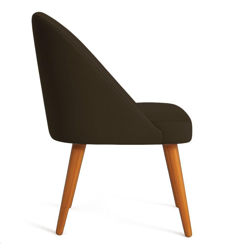 Kit 06 Cadeiras Poltrona De Jantar Luna Suede Pés Palito Castanho - Pallazio Cor Marrom - 5