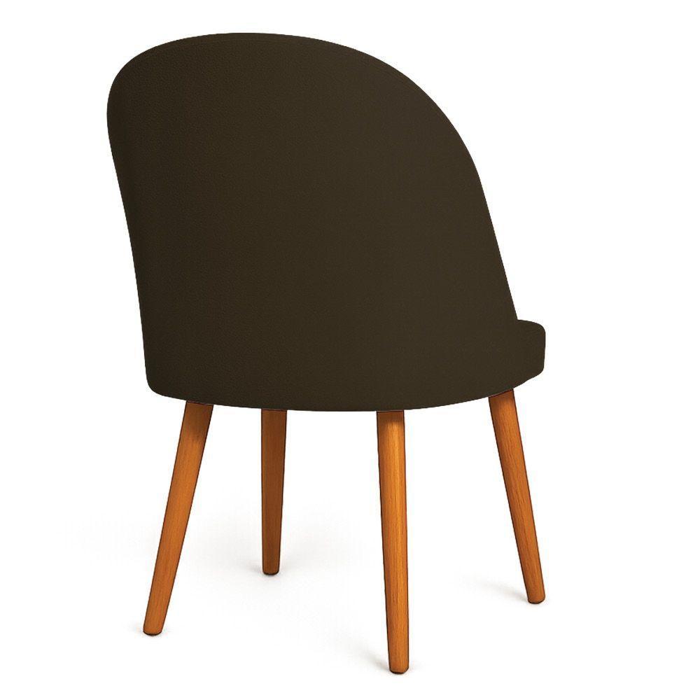 Kit 06 Cadeiras Poltrona De Jantar Luna Suede Pés Palito Castanho - Pallazio Cor Marrom - 6