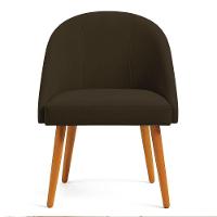 Kit 06 Cadeiras Poltrona De Jantar Luna Suede Pés Palito Castanho - Pallazio Cor Marrom