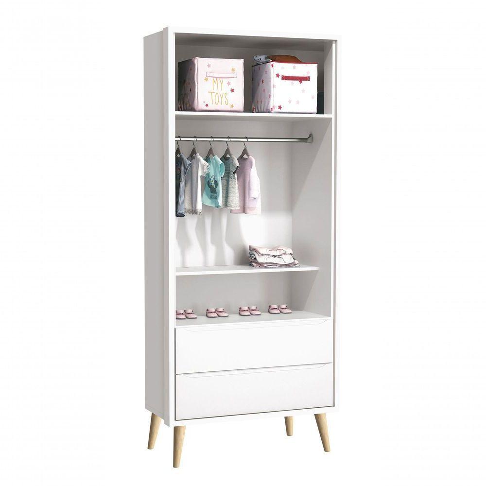 Jogo De Quarto Para Bebê Completo 2 Portas Théo New Branco Fosco Com Natural - Moveisaqui - 3