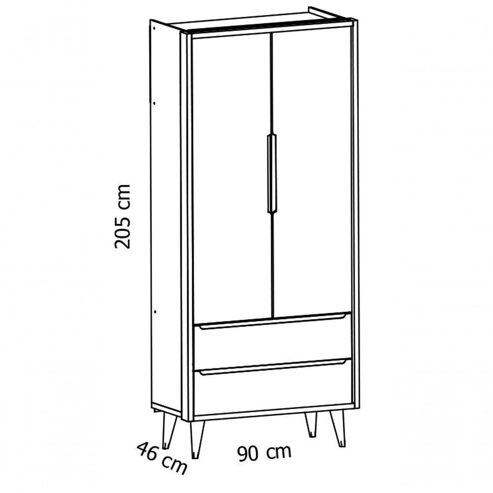 Jogo De Quarto Para Bebê Completo 2 Portas Théo New Branco Fosco Com Natural - Moveisaqui - 4