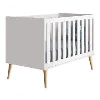 Jogo De Quarto Para Bebê Completo 2 Portas Théo New Branco Fosco Com Natural - Moveisaqui - 5