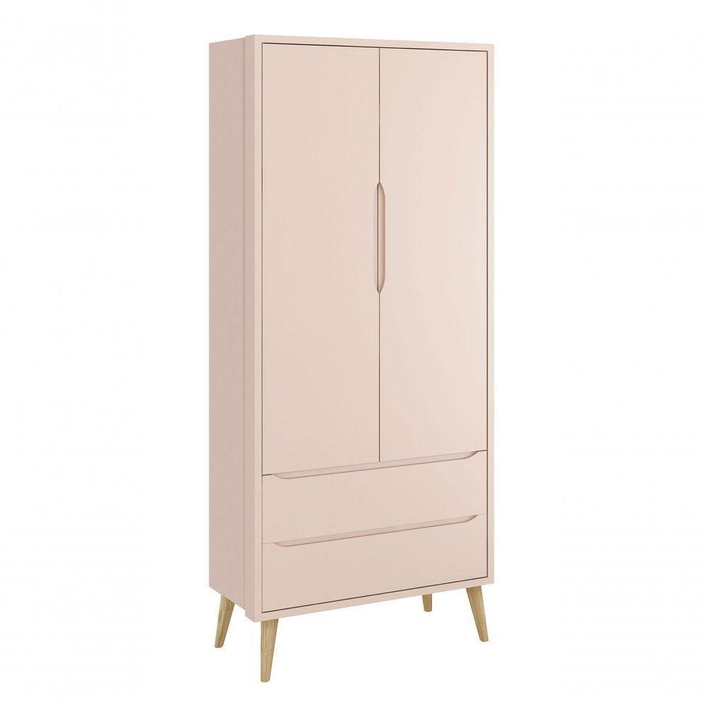 Jogo De Quarto Para Bebê Completo 2 Portas Théo New Rosa Fosco Com Natural - Reller - 6