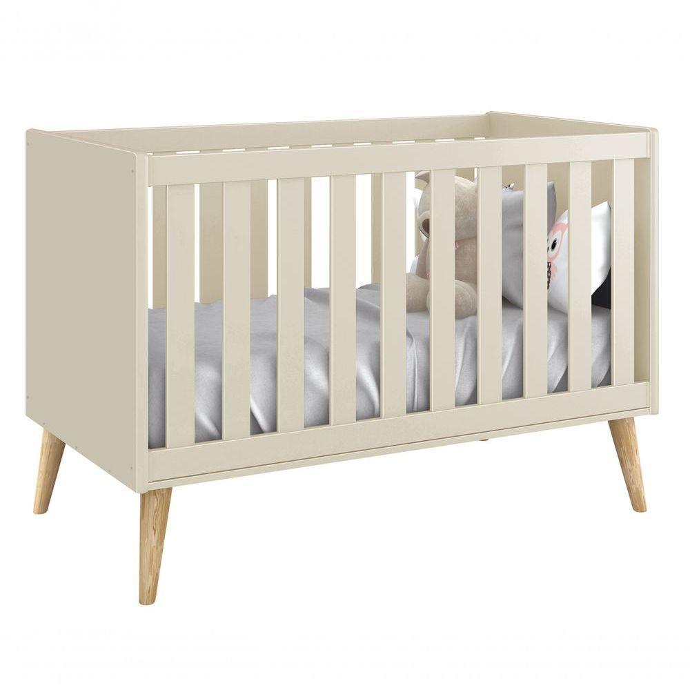 Jogo De Quarto Para Bebê Completo 2 Portas Théo New Areia Fosco Com Natural - Reller - 2