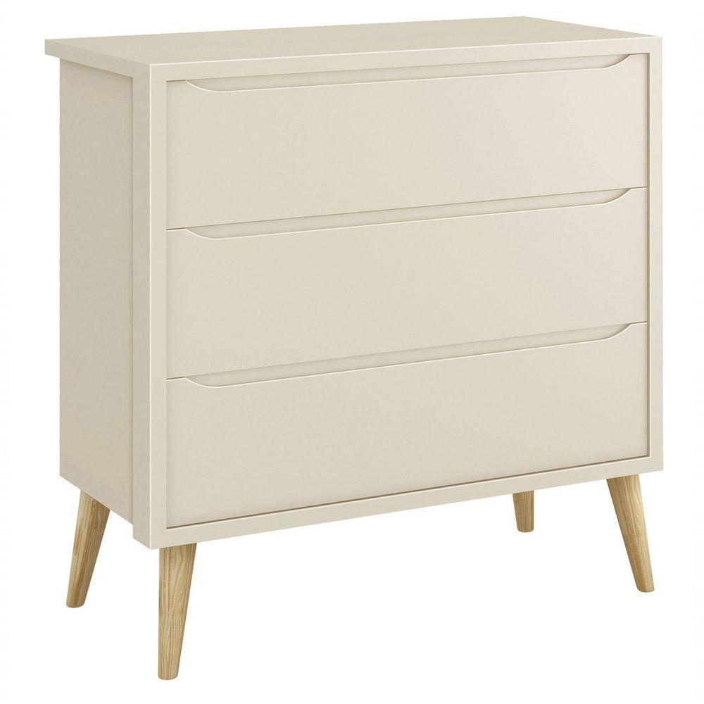 Jogo De Quarto Para Bebê Completo 2 Portas Théo New Areia Fosco Com Natural - Reller - 4