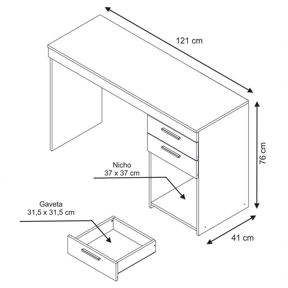 Mesa Para Computador Office Opus Branco - Moveisaqui - 5