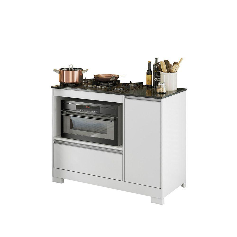 Balcão Cooktop Zenith Branco Com Granito - Móveisaqui - 1