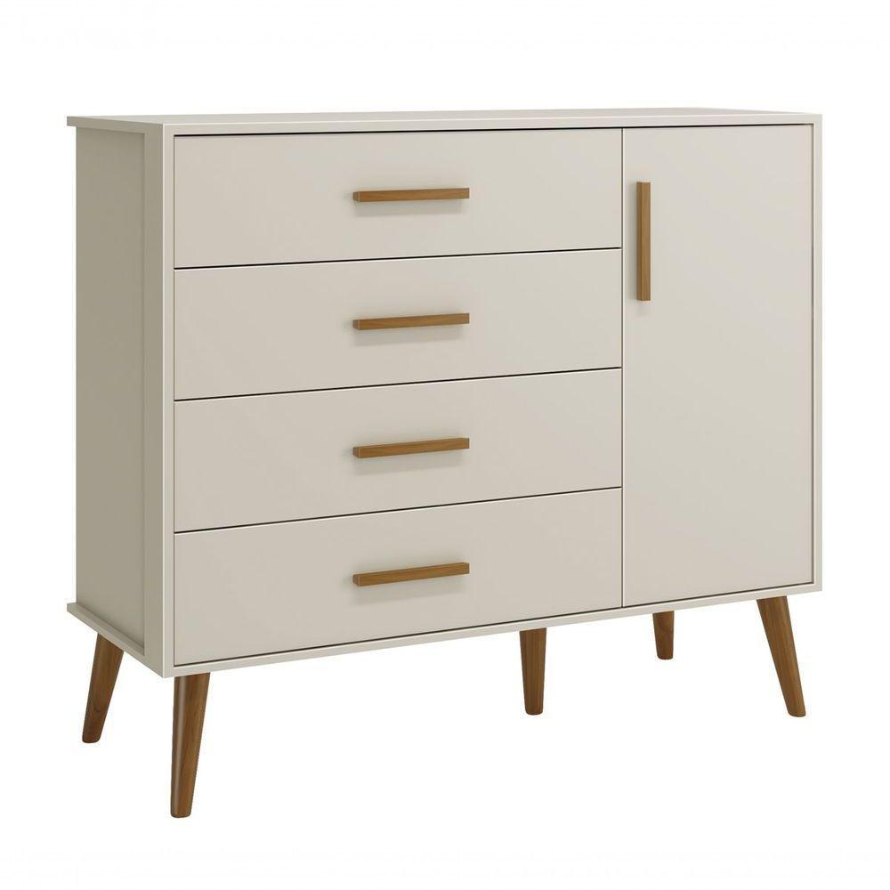 Jogo De Quarto Retrô Para Bebê Completo 3 Portas Isis Areia Fosco - Moveisaqui - 5