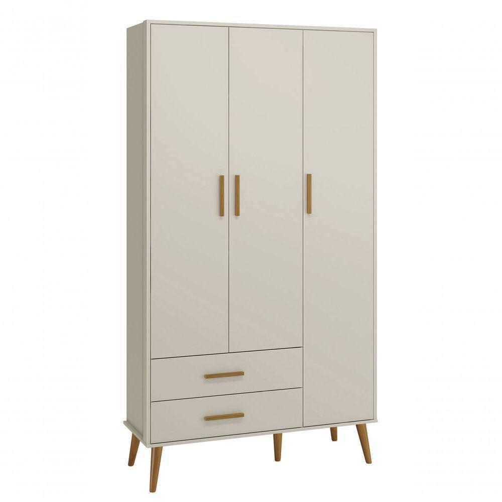 Jogo De Quarto Retrô Para Bebê Completo 3 Portas Isis Areia Fosco - Moveisaqui - 6