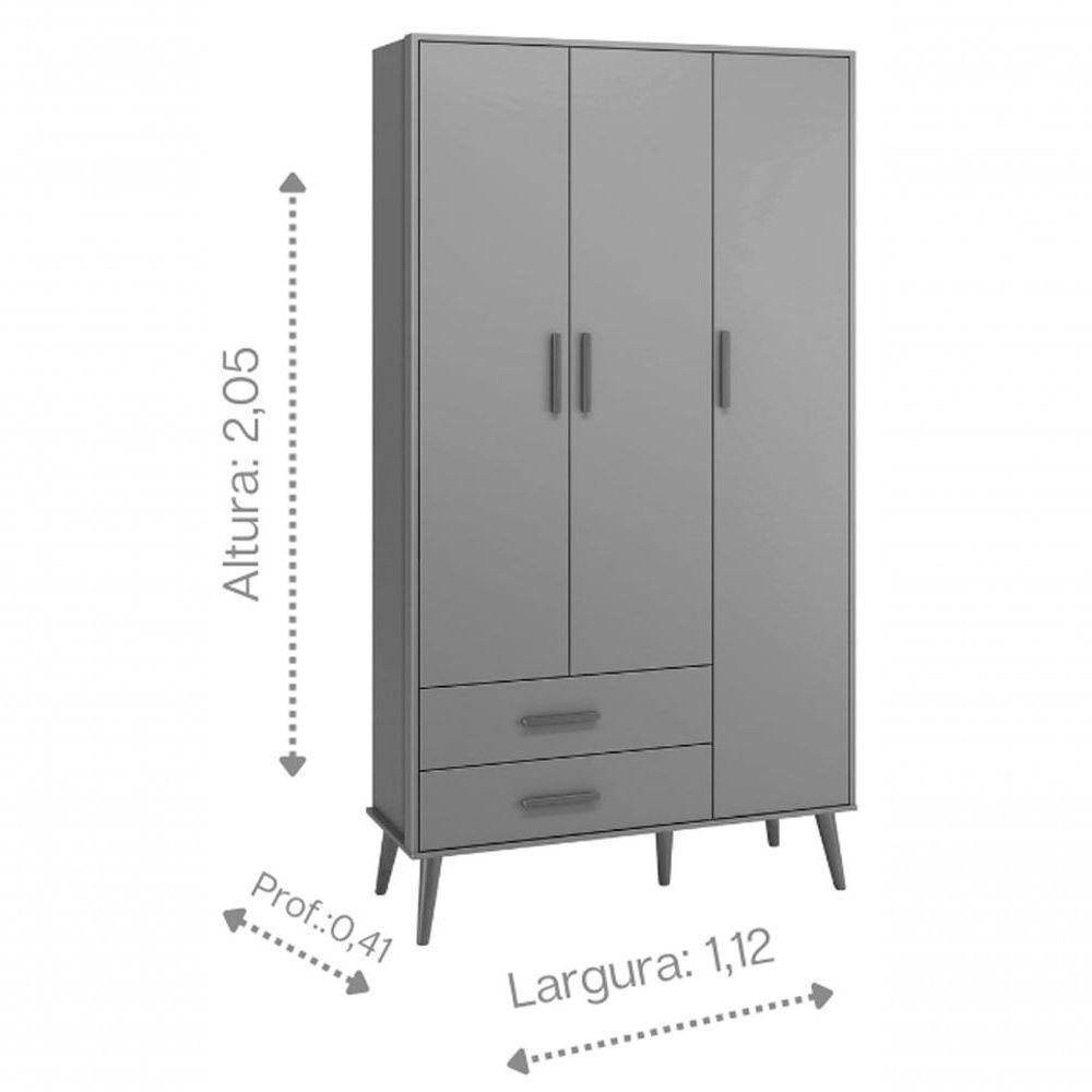 Jogo De Quarto Retrô Para Bebê Completo 3 Portas Isis Areia Fosco - Moveisaqui - 10