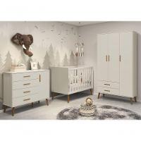 Jogo De Quarto Retrô Para Bebê Completo 3 Portas Isis Areia Fosco - Moveisaqui - 2