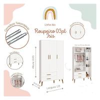 Quarto De Bebê Isis 3 Portas Branco Acetinado Com Colchão Gazin - Reller - 6