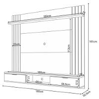 Painel Para Tv Suspenso Solus E Mesa De Centro Sky Com Tampo De Vidro Cinamomo Off White - Hb Móveis - 3